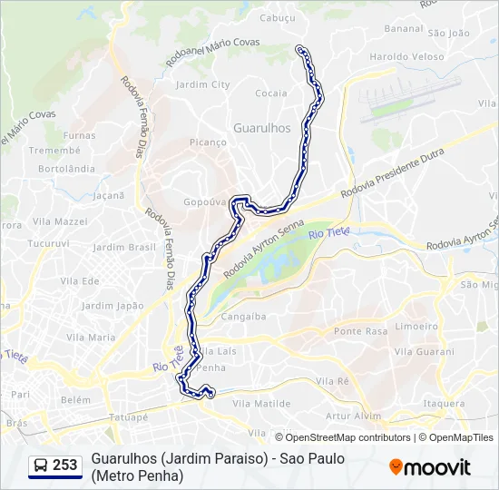 253 Bus Line Map