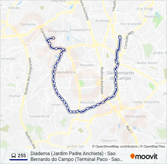 255 Bus Line Map