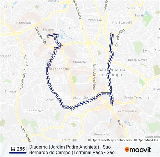255 Bus Line Map