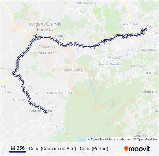 Mapa da linha 256 de ônibus