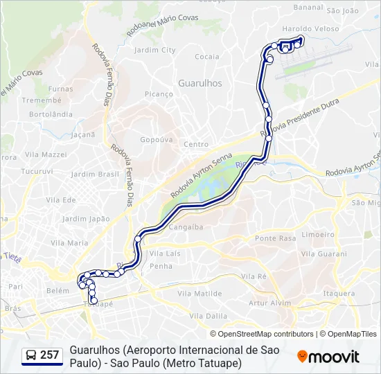 257 Bus Line Map
