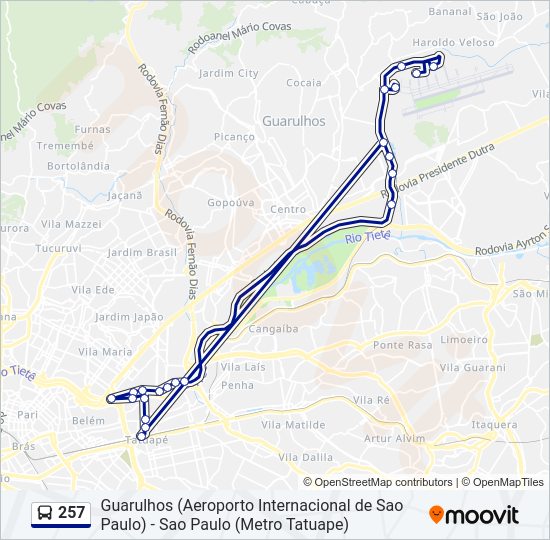 257 bus Line Map