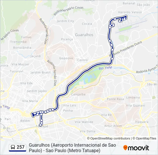 257 Bus Line Map