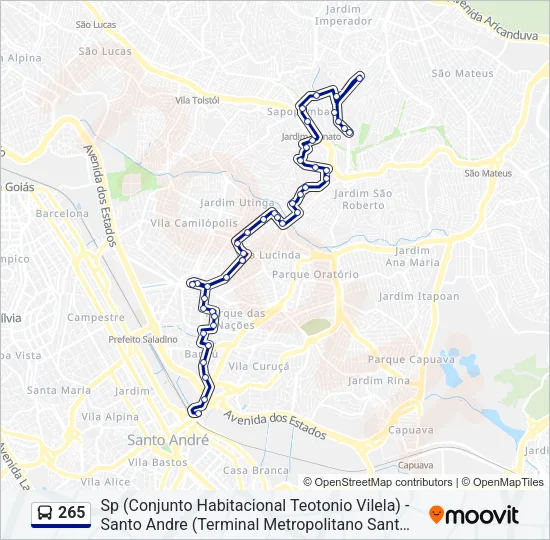 265 Bus Line Map