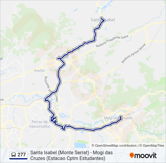 Mapa da linha 277 de ônibus