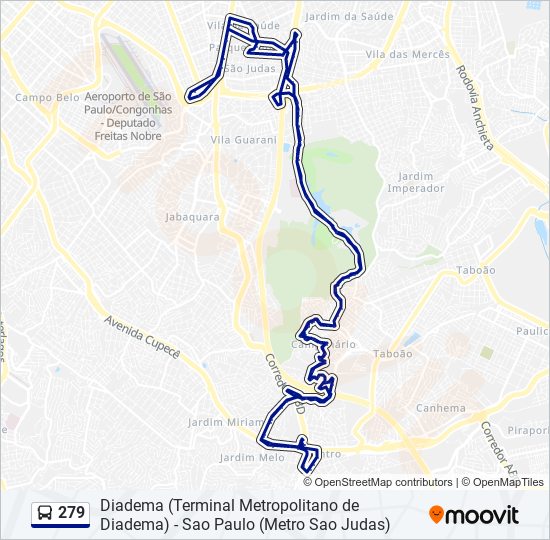 Mapa de 279 de autobús