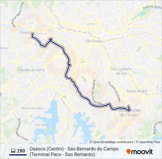 280 Bus Line Map