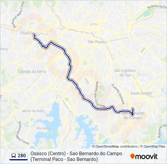 280 Bus Line Map
