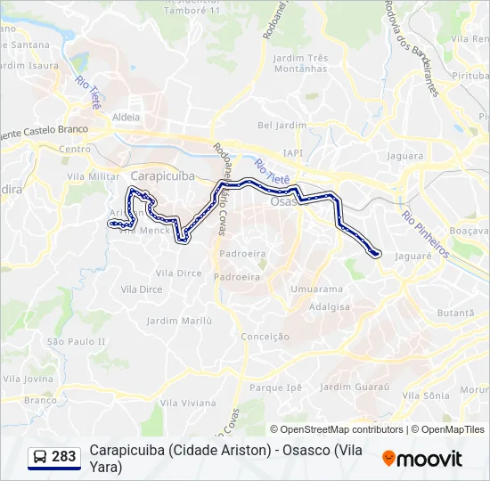 283 Bus Line Map