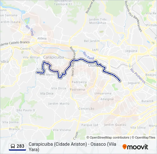 283 Bus Line Map
