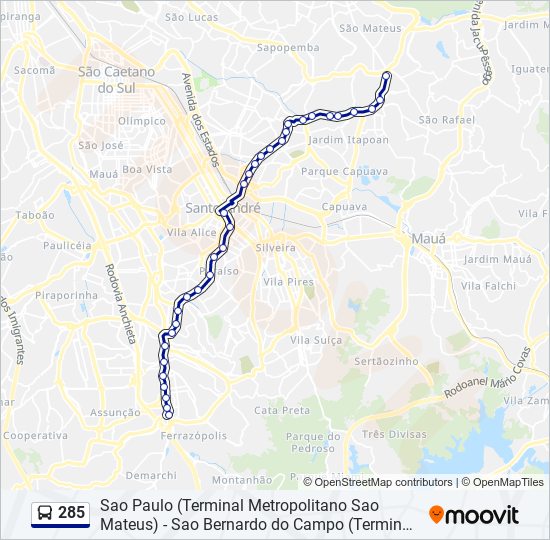 285 bus Line Map