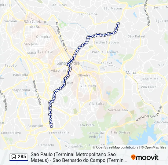 285 Bus Line Map