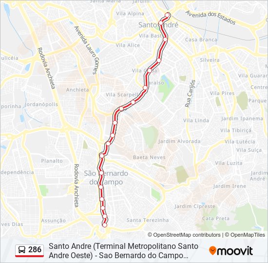 286 bus Line Map