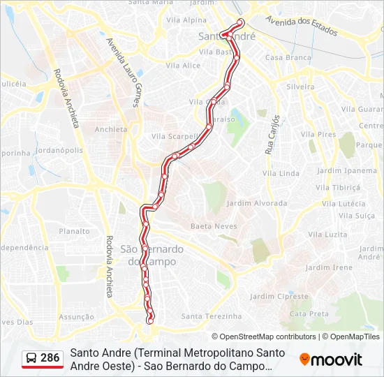 286 Bus Line Map