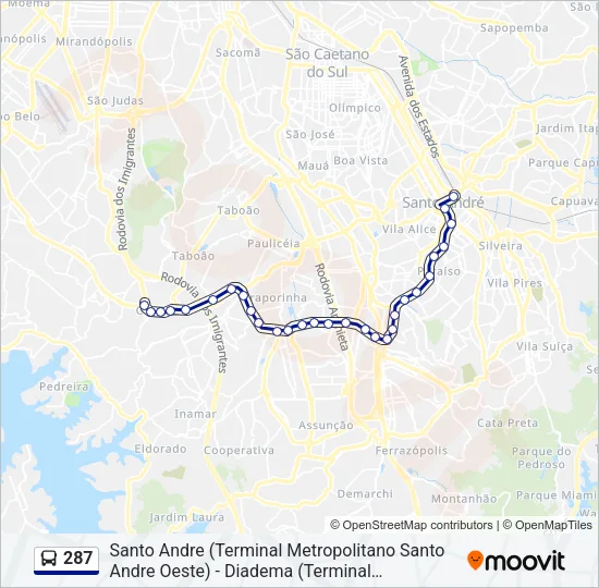 287 Bus Line Map