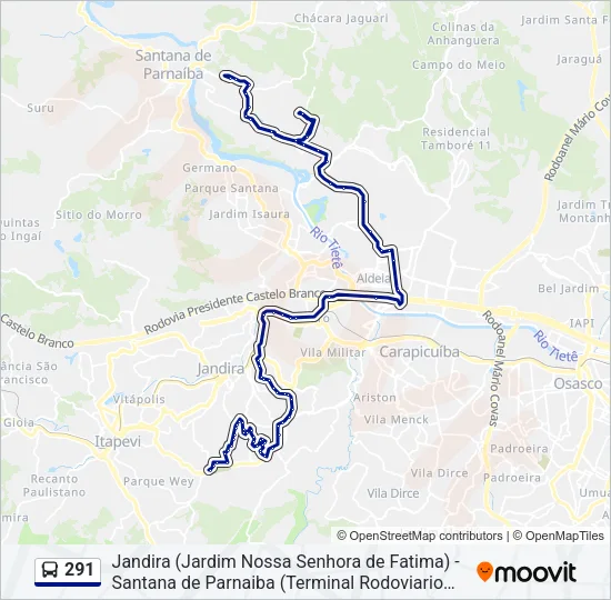 291 Bus Line Map