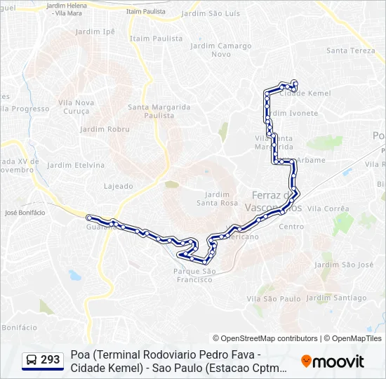 293 Bus Line Map