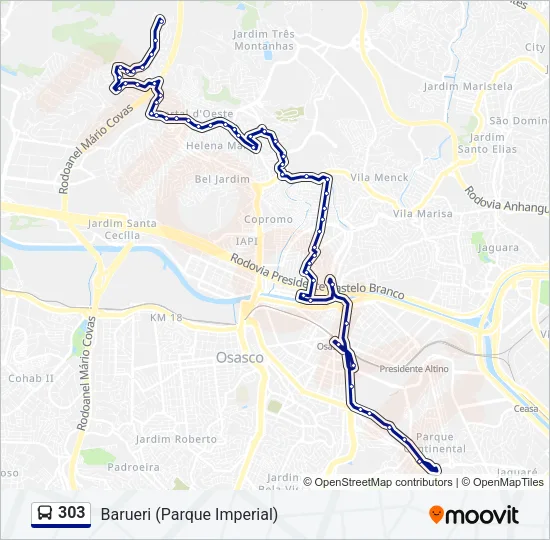 303 Bus Line Map