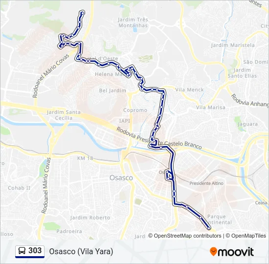 303 Bus Line Map
