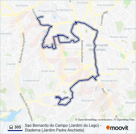 305 Bus Line Map