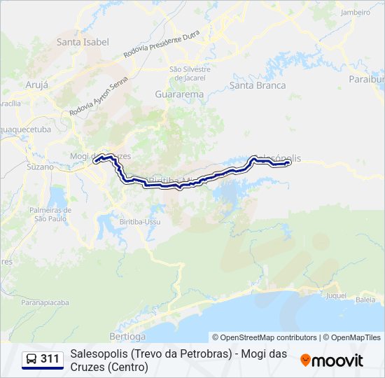 Mapa da linha 311 de ônibus