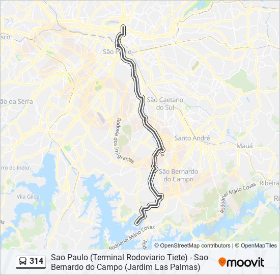 Mapa de 314 de autobús