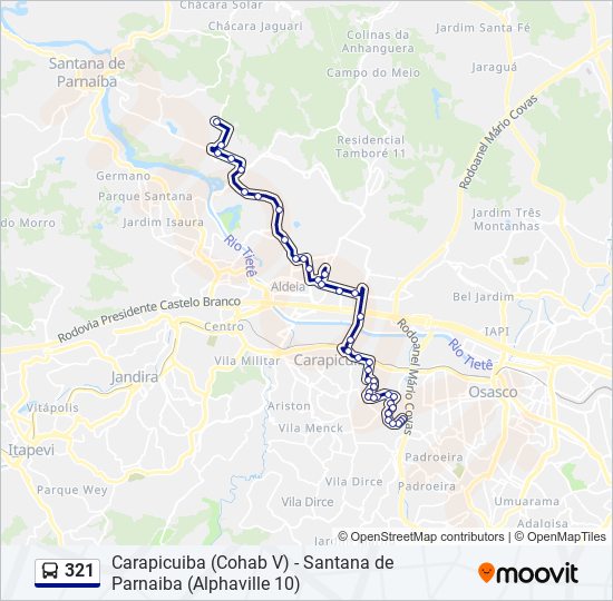 Mapa da linha 321 de ônibus