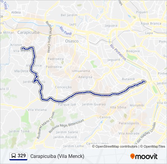 Mapa de 329 de autobús