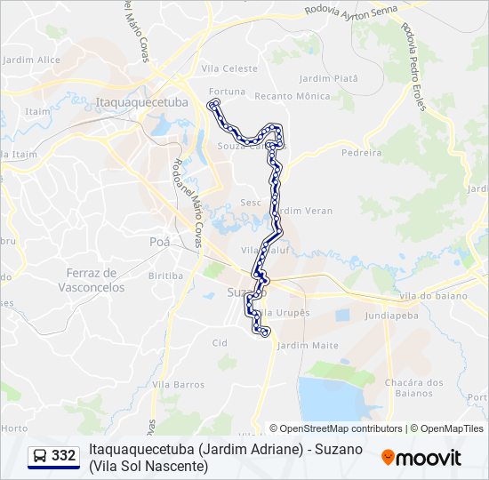 Mapa da linha 332 de ônibus