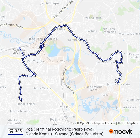 Mapa de 335 de autobús