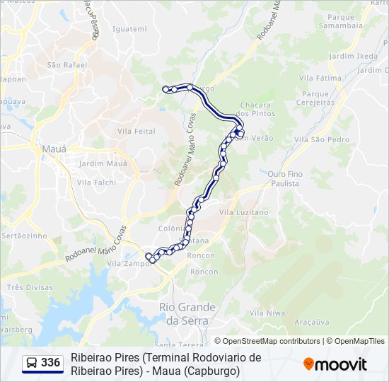 Mapa da linha 336 de ônibus