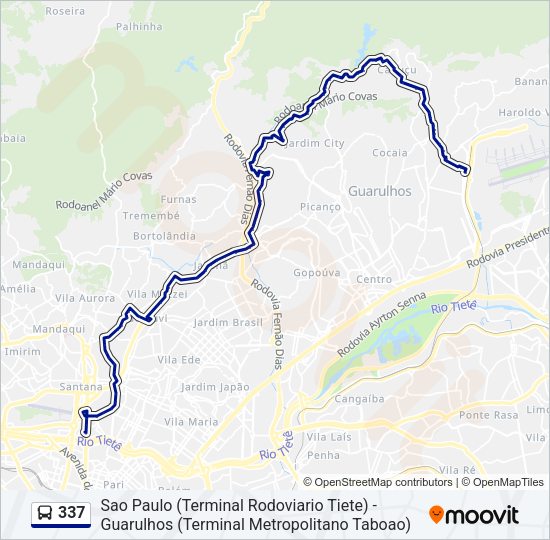 Mapa da linha 337 de ônibus