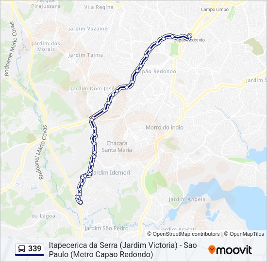 Mapa da linha 339 de ônibus