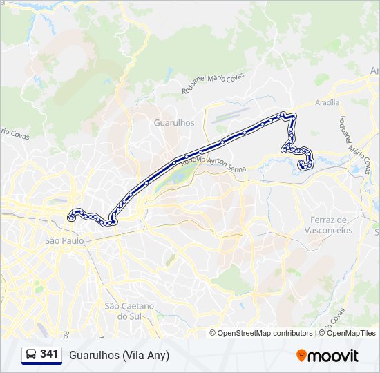 Mapa da linha 341 de ônibus