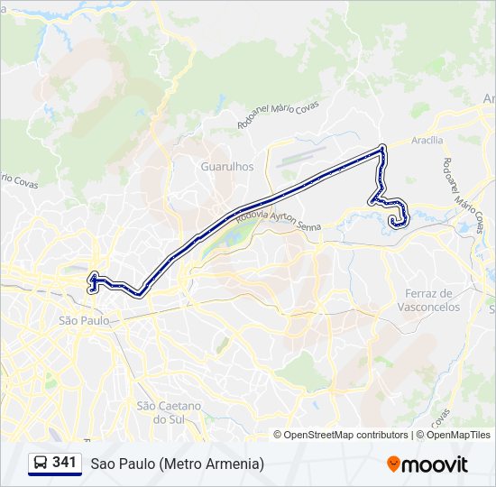 Mapa da linha 341 de ônibus