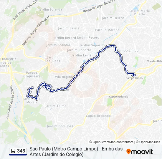 343 Bus Line Map