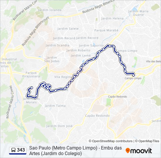 343 Route: Schedules, Stops & Maps - Embu das Artes (Jardim do Colegio ...