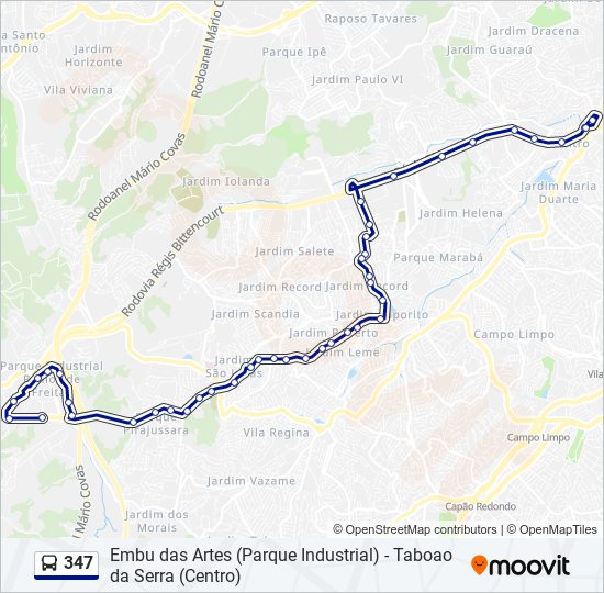 Mapa de 347 de autobús