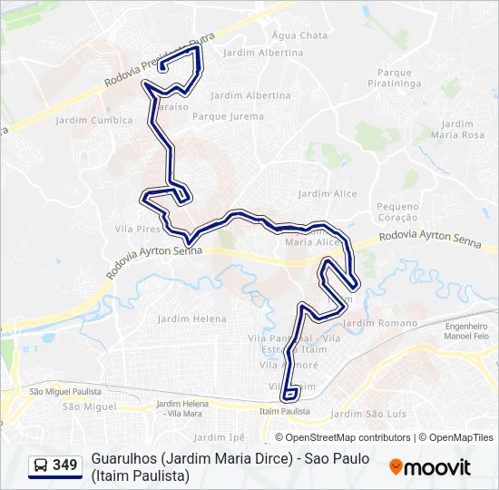 349 Bus Line Map