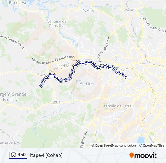 Mapa da linha 350 de ônibus