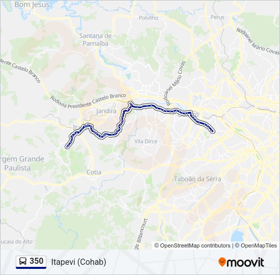 Mapa da linha 350 de ônibus