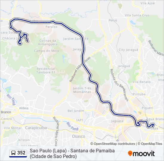 Mapa de 352 de autobús