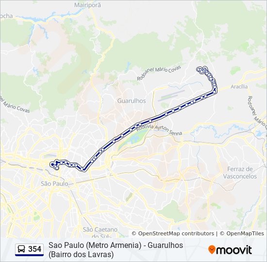 Mapa da linha 354 de ônibus