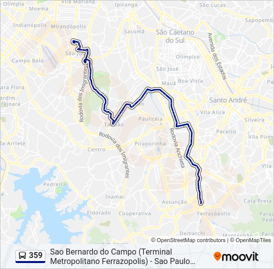 Mapa da linha 359 de ônibus