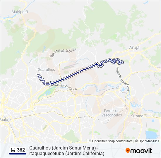 Mapa da linha 362 de ônibus