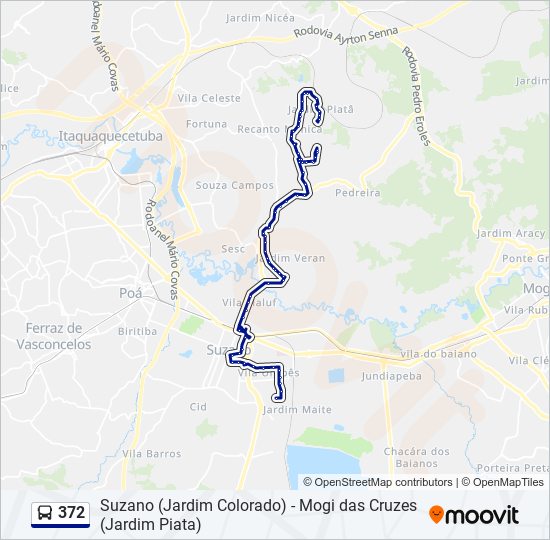 Mapa da linha 372 de ônibus
