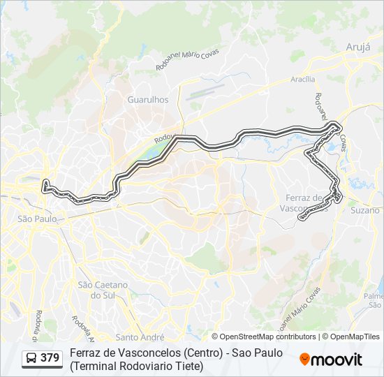 Mapa da linha 379 de ônibus