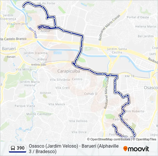390 Bus Line Map