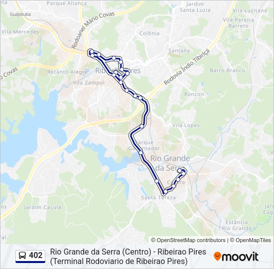 Mapa da linha 402 de ônibus