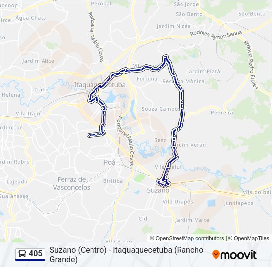 Mapa da linha 405 de ônibus